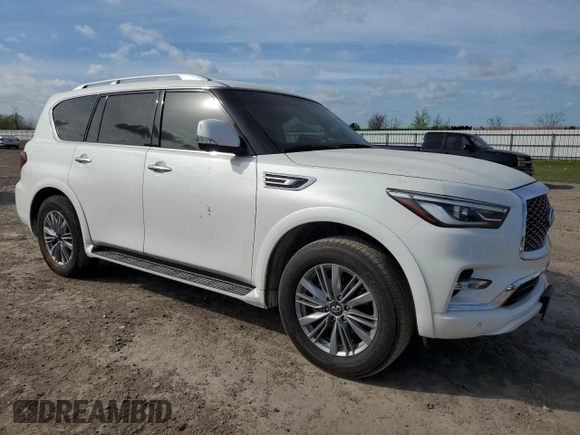 2022 Infiniti QX80 LUXE with VIN JN8AZ2AF9N9743479, listed as a Copart auction lot 49487225 with 44,780 mi miles and Salvage Title. Bid and sale history available at carsss.com. Image 4.