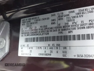2019 Lincoln MKC Select with VIN 5LMCJ2D93KUL21128, listed as a IAAI auction lot 41810836 with 82,020 mi miles and . Bid and sale history available at DreamBid. Image 9.
