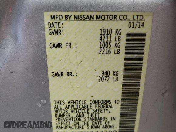 2014 Nissan Altima SL with VIN 1N4AL3AP2EC277799, listed as a Copart auction lot 50169905 with 81,824 mi miles and Salvage Title. Bid and sale history available at DreamBid. Image 12.