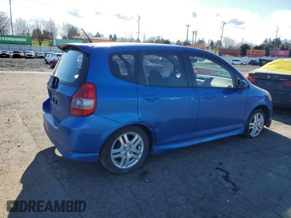 2007 Honda Fit Sport with VIN JHMGD38657S041976, listed as a Copart auction lot 48258825 with 151,075 mi miles and Salvage title. Bid and sale history available at DreamBid. Image 3.