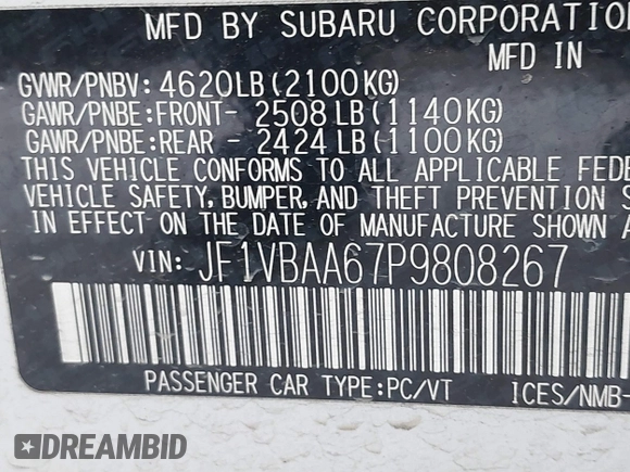 2023 Subaru WRX z VIN JF1VBAA67P9808267, wystawiony jako IAAI lot #41237223 z przebiegiem 36 686 mil mil oraz . Historia ofert i sprzedaży dostępna na DreamBid. Obrazek 9.