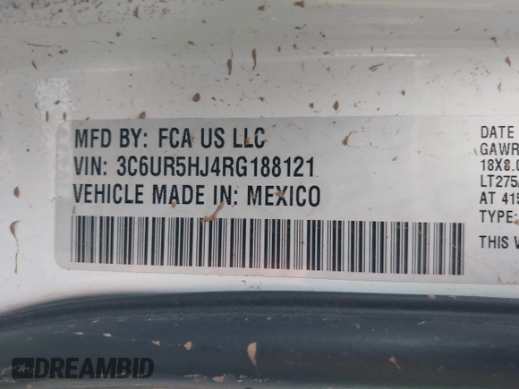 2024 Ram 2500 Tradesman with VIN 3C6UR5HJ4RG188121, listed as a IAAI auction lot 42189987 with 45,674 mi miles and . Bid and sale history available at DreamBid. Image 9.