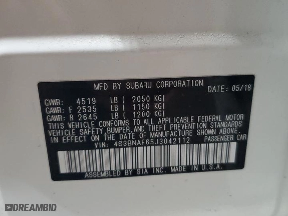 2018 Subaru Legacy Premium with VIN 4S3BNAF65J3042112, listed as a Copart auction lot 51222735 with 97,986 mi miles and Salvage Title. Bid and sale history available at carsss.com. Image 12.