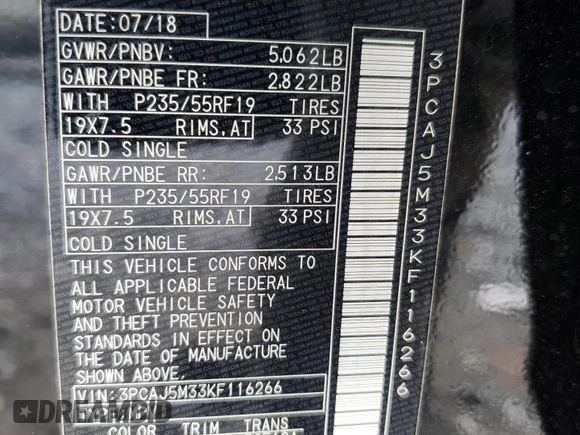2019 Infiniti QX50 Essential with VIN 3PCAJ5M33KF116266, listed as a Copart auction lot 59537885 with 88,660 mi miles and Salvage title. Bid and sale history available at DreamBid. Image 13.