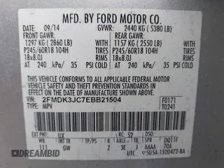 2014 Ford Edge SEL with VIN 2FMDK3JC7EBB21504, listed as a IAAI auction lot 42139586 with 174,221 mi miles. Bid and sale history available at carsss.com. Image 9.