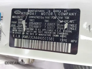 2017 Hyundai Tucson SE with VIN KM8J3CA44HU511581, listed as a IAAI auction lot 41687971 with 111,981 mi miles. Bid and sale history available at carsss.com. Image 9.