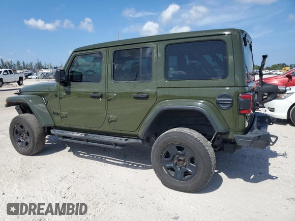 2021 Jeep Wrangler Unlimited Sahara Altitude with VIN 1C4HJXEM9MW596278, listed as a Copart auction lot 61005625 with 47,033 mi miles and Salvage title. Bid and sale history available at DreamBid. Image 2.