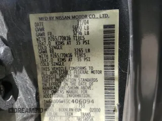 2005 Nissan Frontier LE z VIN 1N6AD06W45C406094, wystawiony jako Copart lot #54011914 z przebiegiem 165 293 mil mil oraz Szkoda całkowita • Salvage title. Historia ofert i sprzedaży dostępna na DreamBid. Obrazek 12.