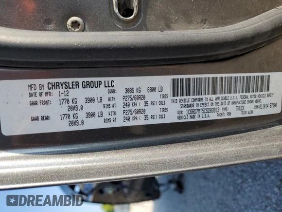 2012 Ram 1500 Sport with VIN 1C6RD7MT5CS203913, listed as a Copart auction lot 65051734 with Not provided miles and Salvage title. Bid and sale history available at DreamBid. Image 15.