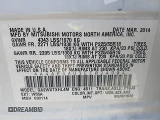 2014 Mitsubishi Outlander SE z VIN 4A4AP4AU3EE024904, wystawiony jako IAAI lot #42373011 z przebiegiem 121 482 mil mil oraz . Historia ofert i sprzedaży dostępna na DreamBid. Obrazek 9.