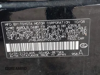 2009 Lexus ES 350 with VIN JTHBJ46GX92295321, listed as a IAAI auction lot 42079348 with 196,946 mi miles. Bid and sale history available at carsss.com. Image 9.