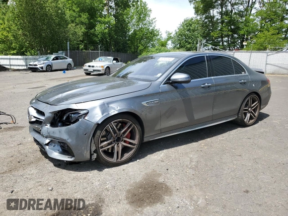 2018 Mercedes-Benz E-Class AMG E 63 S with VIN WDDZF8KB8JA258044, listed as a Copart auction lot 58792094 with 0 mi miles and Salvage Title. Bid and sale history available at carsss.com. Image 1.