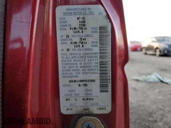 1993 Nissan Frontier z VIN 1N6SD11S0PC332903, wystawiony jako Copart lot #84039484 z przebiegiem 136 324 mil mil oraz Szkoda całkowita • Salvage title. Historia ofert i sprzedaży dostępna na DreamBid. Obrazek 12.