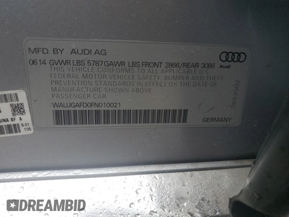2015 Audi A8 z VIN WAUJGAFD0FN010021, wystawiony jako Copart lot #86861684 z przebiegiem 112 697 mil mil oraz Szkoda całkowita • Salvage title. Historia ofert i sprzedaży dostępna na DreamBid. Obrazek 13.