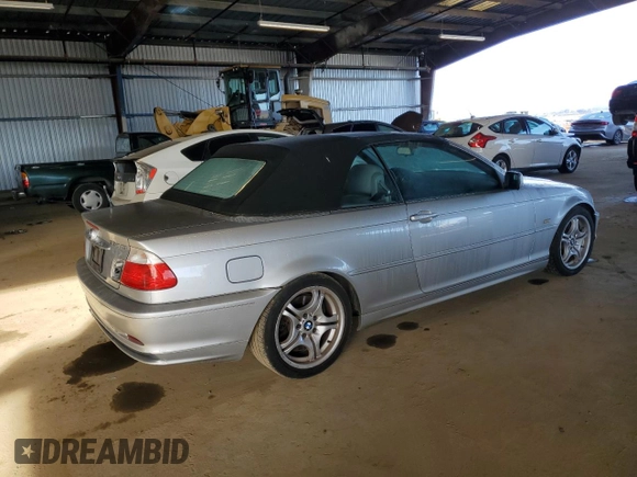2002 BMW 3 Series 330Ci with VIN WBABS53402JU88908, listed as a Copart auction lot 44438855 with 87,225 mi miles and Salvage Title. Bid and sale history available at DreamBid. Image 3.