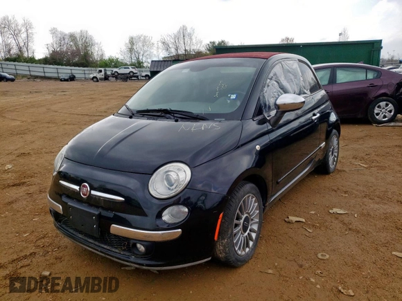 2013 FIAT 500 Lounge with VIN 3C3CFFER5DT664944, listed as a Copart auction lot 51262494 with Not provided miles and Non repairable. Bid and sale history available at DreamBid. Image 2.