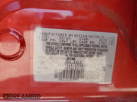 2015 Nissan Note S with VIN 3N1CE2CP9FL351166, listed as a Copart auction lot 56745735 with 112,639 mi miles and Salvage title. Bid and sale history available at DreamBid. Image 13.