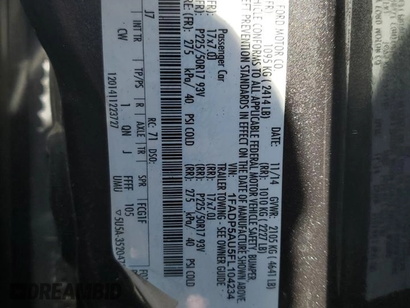 2015 Ford C-Max SE with VIN 1FADP5AU5FL104234, listed as a Copart auction lot 46478665 with 108,161 mi miles and Salvage Title. Bid and sale history available at carsss.com. Image 12.