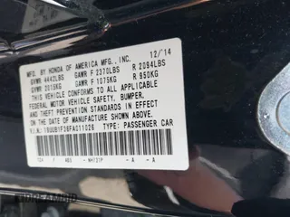 2015 Acura TLX with VIN 19UUB1F36FA011026, listed as a IAAI auction lot 41905909 with 106,519 mi miles and . Bid and sale history available at DreamBid. Image 9.