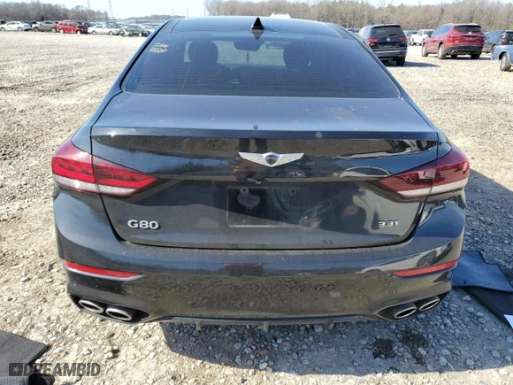 2018 Genesis G80 3.3T Sport with VIN KMHGN4JB3JU243539, listed as a Copart auction lot 43653695 with 81,008 mi miles and Salvage Title. Bid and sale history available at carsss.com. Image 6.