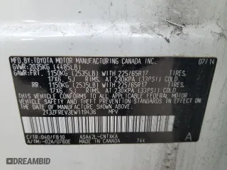 2014 Toyota RAV4 LE with VIN 2T3ZFREV3EW119436, listed as a Copart auction lot 47596795 with 116,307 mi miles and Salvage Title. Bid and sale history available at carsss.com. Image 16.