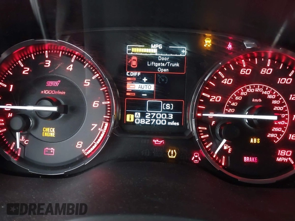 2015 Subaru WRX STI with VIN JF1VA2L60F9803514, listed as a IAAI auction lot 41591735 with 82,700 mi miles and . Bid and sale history available at DreamBid. Image 7.