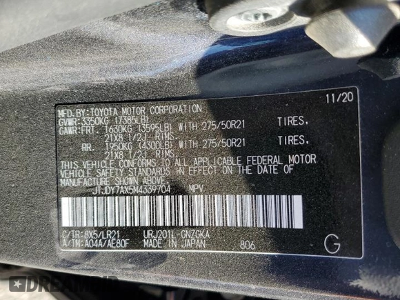 2021 Lexus LX 570 z VIN JTJDY7AX5M4339704, wystawiony jako Copart lot #84139994 z przebiegiem Nie podano mil oraz Czysty tytuł • Clean title. Historia ofert i sprzedaży dostępna na DreamBid. Obrazek 13.