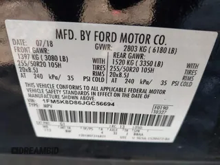 2018 Ford Explorer XLT with VIN 1FM5K8D86JGC56694, listed as a IAAI auction lot 41991384 with 113,241 mi miles and . Bid and sale history available at carsss.com. Image 9.