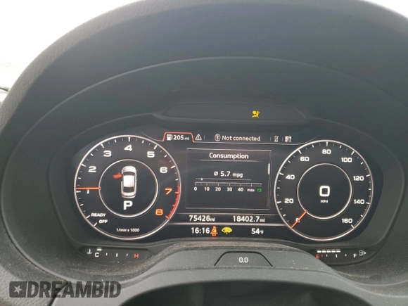 2018 Audi A3 Sedan Premium Plus with VIN WAUJ8GFF5J1041167, listed as a Copart auction lot 49237444 with 75,426 mi miles and Salvage Title. Bid and sale history available at carsss.com. Image 9.