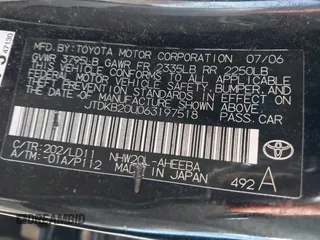 2006 Toyota Prius with VIN JTDKB20U063197518, listed as a IAAI auction lot 41342184 with 186,105 mi miles. Bid and sale history available at carsss.com. Image 9.