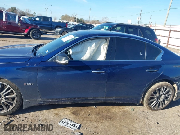 2019 Infiniti Q50 RED SPORT 400 with VIN JN1FV7AP8KM780182, listed as a IAAI auction lot 41682121 with 73,110 mi miles. Bid and sale history available at carsss.com. Image 14.
