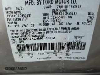 2021 Lincoln Aviator Reserve with VIN 5LM5J7XC9MGL15512, listed as a Copart auction lot 58562285 with 22,130 mi miles and Salvage title. Bid and sale history available at DreamBid. Image 13.