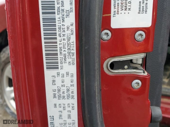 2009 Dodge Ram 1500 ST with VIN 1D3HB18K29S746211, listed as a Copart auction lot 44340945 with 124,560 mi miles and Salvage Title. Bid and sale history available at carsss.com. Image 12.