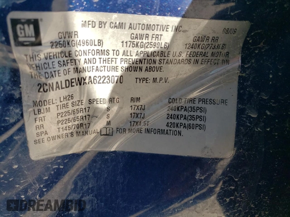 2010 Chevrolet Equinox 1LT with VIN 2CNALDEWXA6223070, listed as a Copart auction lot 47066805 with 147,240 mi miles and Non Repairable. Bid and sale history available at DreamBid. Image 14.