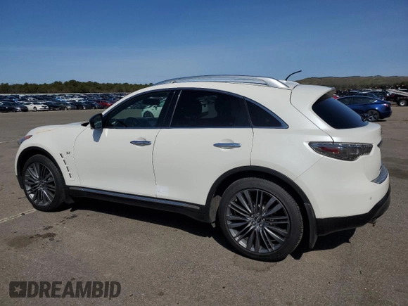 2017 Infiniti QX70 with VIN JN8CS1MW3HM411378, listed as a Copart auction lot 50746075 with 36,738 mi miles and Salvage title. Bid and sale history available at DreamBid. Image 2.