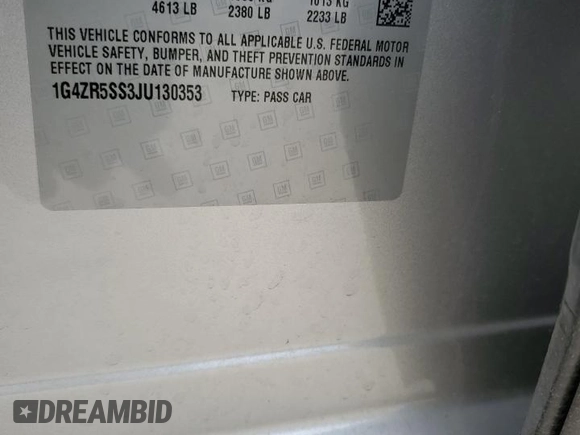 2018 Buick LaCrosse Premium with VIN 1G4ZR5SS3JU130353, listed as a Copart auction lot 69111624 with 45,265 mi miles and Salvage Title. Bid and sale history available at carsss.com. Image 14.