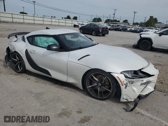 2022 Toyota GR Supra 3.0 with VIN WZ1DB4C03LW029008, listed as a Copart auction lot 70222474 with 0 mi miles and Salvage Title. Bid and sale history available at carsss.com. Image 4.