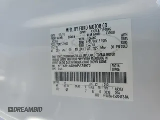 2010 Ford Ranger XL with VIN 1FTKR1AD9APA75973, listed as a Copart auction lot 56220795 with 98,648 mi miles and Salvage title. Bid and sale history available at DreamBid. Image 12.
