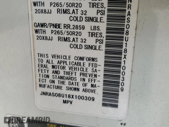 2008 Infiniti FX z VIN JNRAS08U18X100309, wystawiony jako Copart lot #82157174 z przebiegiem 165 983 mil mil oraz Szkoda całkowita • Salvage title. Historia ofert i sprzedaży dostępna na DreamBid. Obrazek 13.
