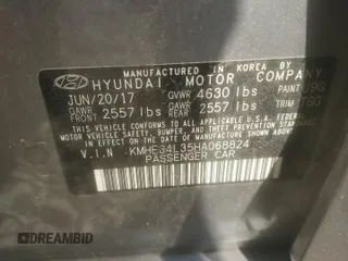 2017 Hyundai Sonata Hybrid Limited with VIN KMHE34L35HA068824, listed as a Copart auction lot 53780375 with 144,204 mi miles and Clean Title. Bid and sale history available at carsss.com. Image 12.