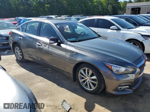 2015 Infiniti Q50 Premium with VIN JN1BV7ARXFM423026, listed as a Copart auction lot 58139225 with 130,544 mi miles and Salvage title. Bid and sale history available at DreamBid. Image 4.