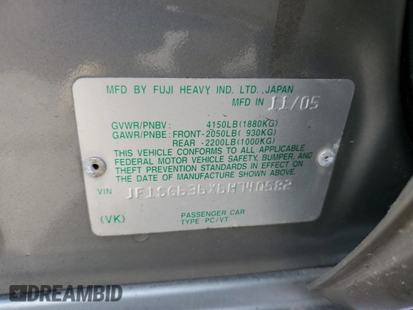 2006 Subaru Forester 2.5 X with VIN JF1SG636X6H740582, listed as a Copart auction lot 78508994 with 0 mi miles and Salvage Title. Bid and sale history available at carsss.com. Image 14.