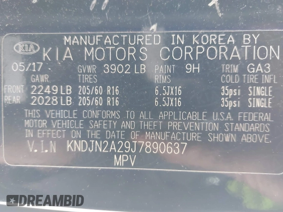 2018 Kia Soul with VIN KNDJN2A29J7890637, listed as a IAAI auction lot 41510529 with 102,140 mi miles. Bid and sale history available at carsss.com. Image 9.
