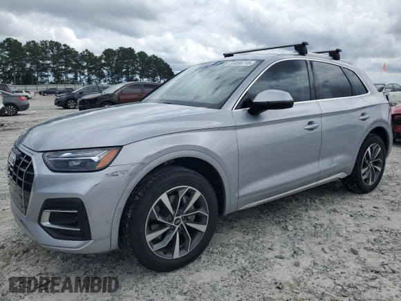 2021 Audi Q5 Premium with VIN WA1AAAFY8M2092144, listed as a Copart auction lot 59856715 with 65,098 mi miles and Salvage title. Bid and sale history available at DreamBid. Image 1.