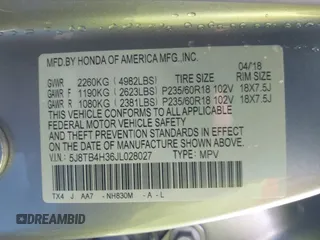 2018 Acura RDX with VIN 5J8TB4H36JL028027, listed as a IAAI auction lot 41962113 with 60,547 mi miles and . Bid and sale history available at DreamBid. Image 9.
