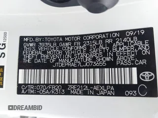 2020 Toyota Corolla LE with VIN JTDEPRAE7LJ073655, listed as a IAAI auction lot 41517910 with 83,251 mi miles. Bid and sale history available at carsss.com. Image 9.