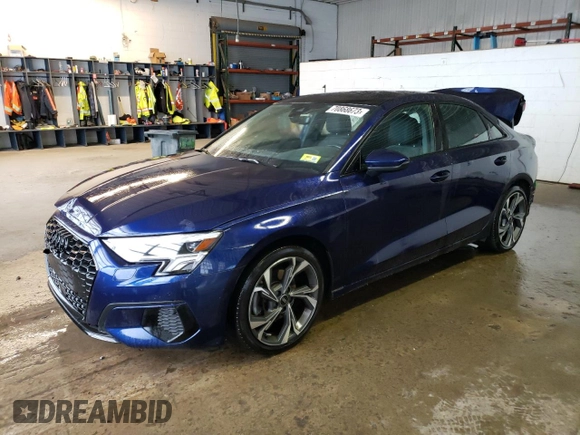 2023 Audi A3 Premium with VIN WAUGUDGYXPA025723, listed as a Copart auction lot 70868673 with 18,162 mi miles. Bid and sale history available at carsss.com. Image 1.
