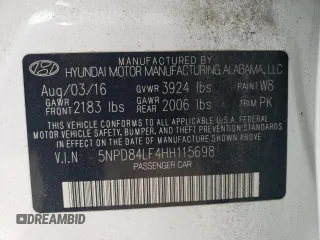 2017 Hyundai Elantra SE with VIN 5NPD84LF4HH115698, listed as a Copart auction lot 51872295 with 53,587 mi miles and Salvage Title. Bid and sale history available at DreamBid. Image 14.