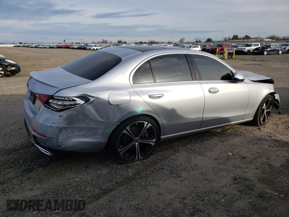 2023 Mercedes-Benz C 300 with VIN W1KAF4GB0PR094457, listed as a Copart auction lot 45687755 with 21,961 mi miles and Salvage Title. Bid and sale history available at carsss.com. Image 3.