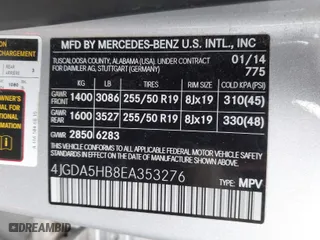 2014 Mercedes-Benz M-Class ML 350 with VIN 4JGDA5HB8EA353276, listed as a IAAI auction lot 41709756 with 189,512 mi miles. Bid and sale history available at carsss.com. Image 9.